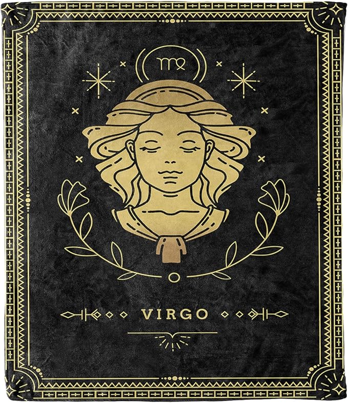 Virgo Zodiac Blanket Horoscope Design, Gift for Friends and Family for Birthday, Anniversary, Christmas, House Warming Gift, Soft Warm & Cozy Zodiac Sign Beddings, Made in USA