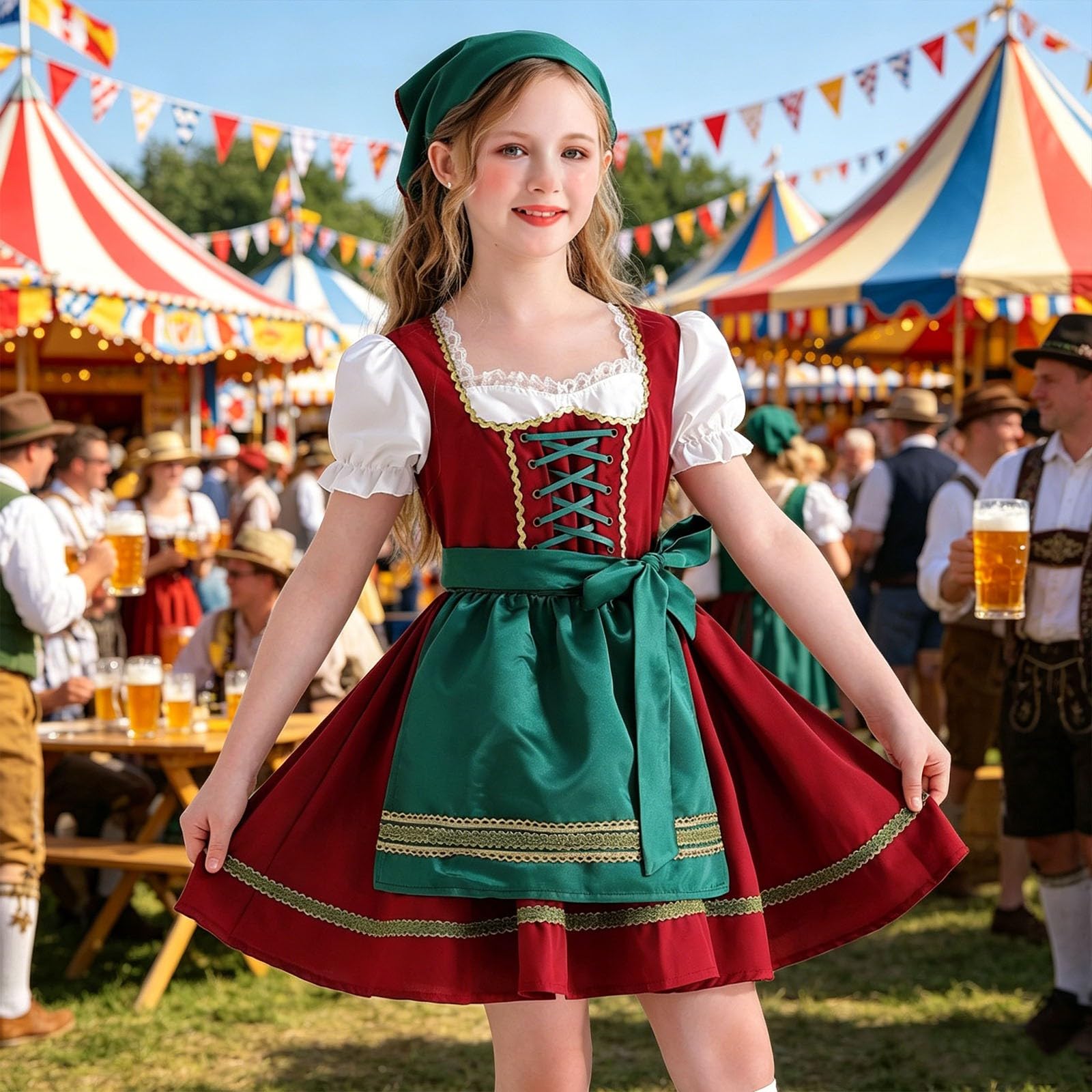 Genérico Disfraz Bruja NiñA 3 AñOs,Vestido BáVaro Infantil Para Oktoberfest Atuendo AlemáN Para Fiestas De Halloween
