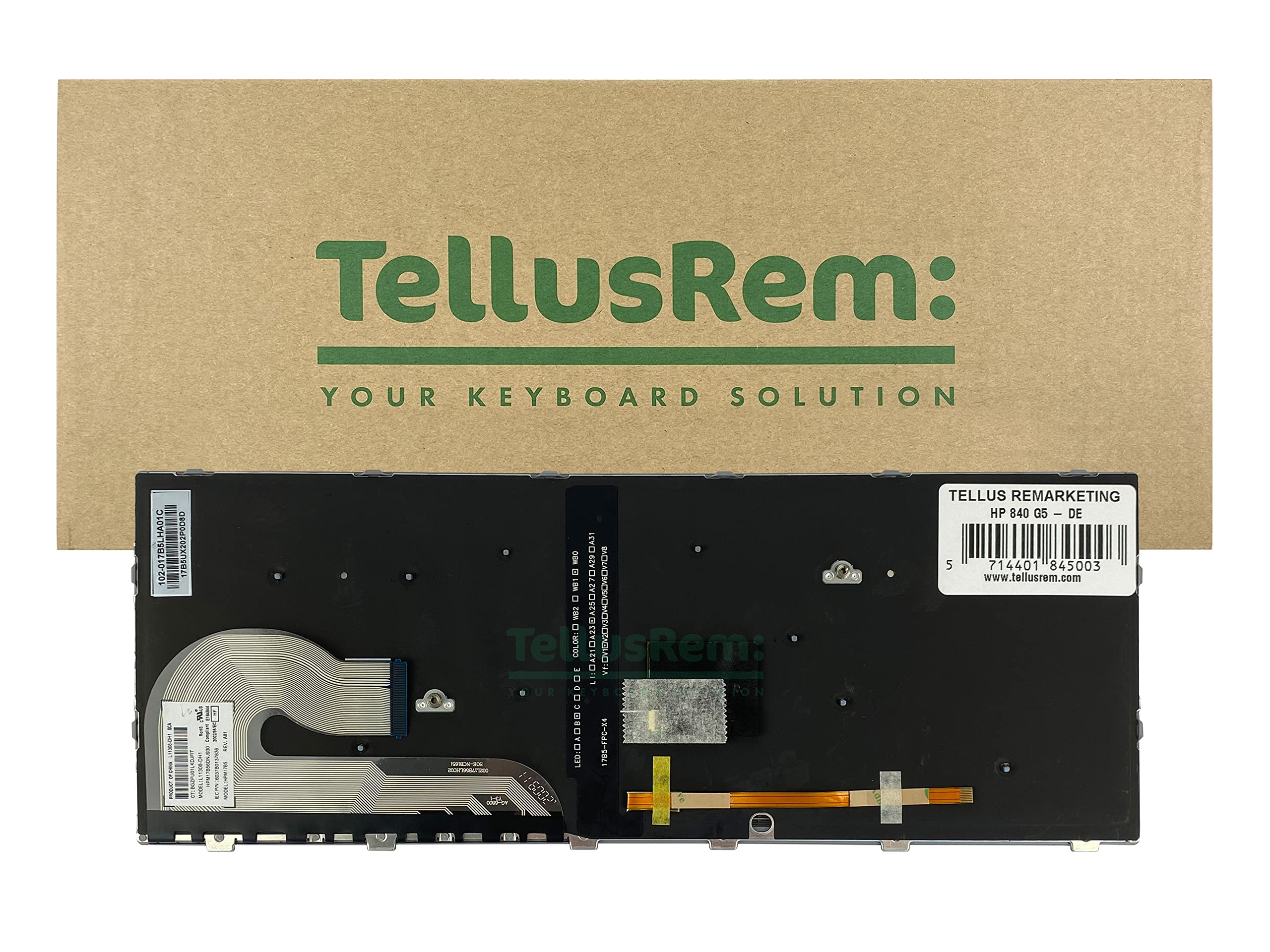 Ersatztastatur für HP EliteBook 840 G5, 840 G6, 745 G5, 745 G6, ZBook 14u G5, 14u G6 – Deutsche Tastatur mit Hintergrundbeleuchtung, QWERTZ Layout, Hochwertiger Laptop Ersatz