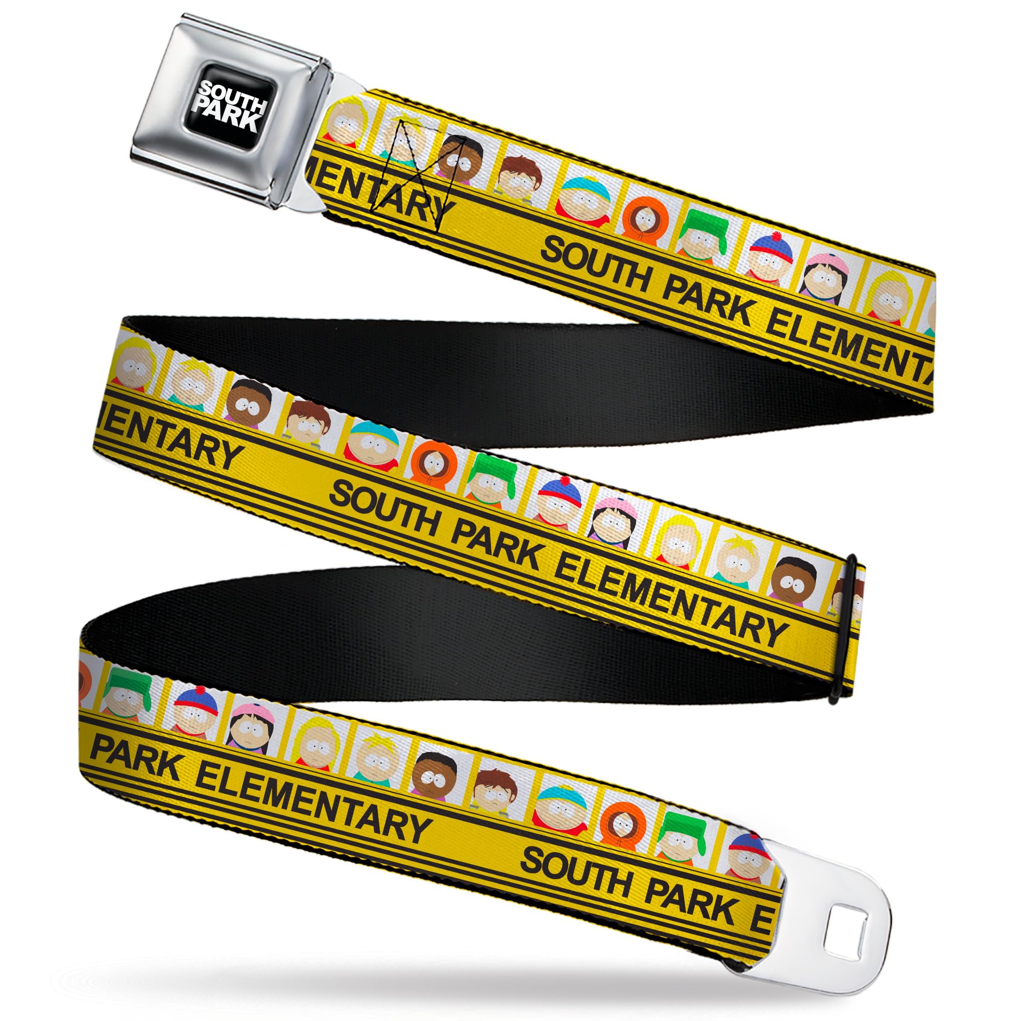 South Park Belt, Seatbelt Buckle Belt, South Park Elementary School Bus Characters Pose Yellow, Youth 20 to 36 Inches