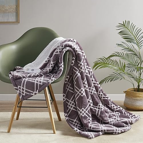 Vista 23 de Serta Manta calefactora reversible de forro polar a sherpa - Manta eléctrica, calentamiento rápido, apagado automático con temporizador, múltiples