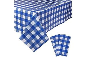 Kesfey 3 Packs White and Blue Gingham Table Cloths