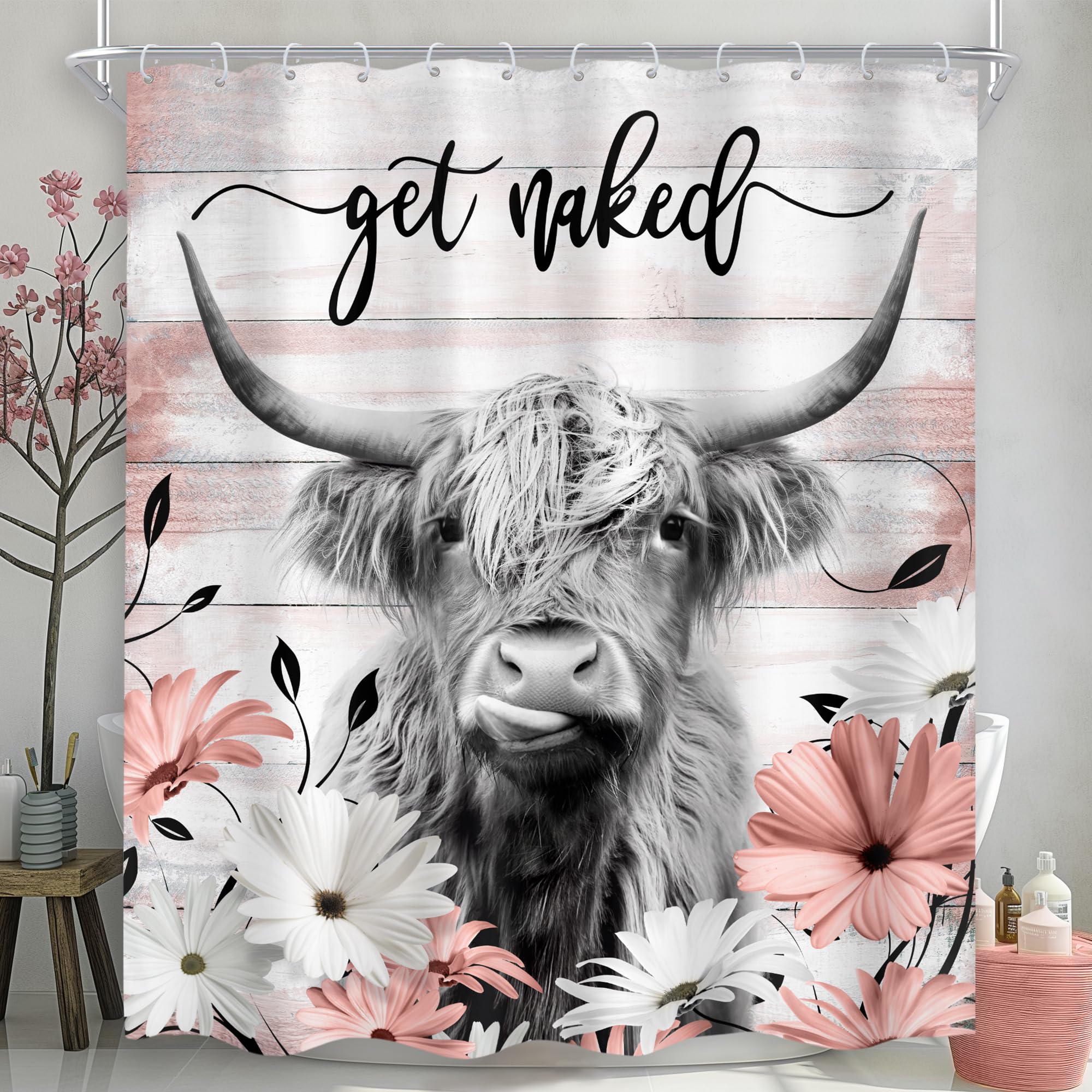 Tenda Da Doccia Con Mucca Delle Highland - Design Rustico E Divertente