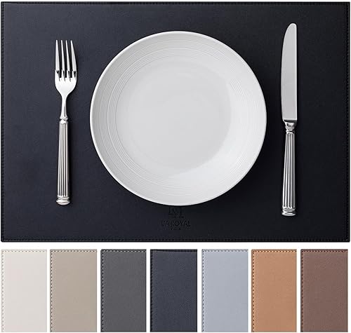 Juego de 6 manteles individuales de piel sintética de vinilo, lavables, lavables, para cocina, mesa de comedor, resistentes al calor, impermeables,