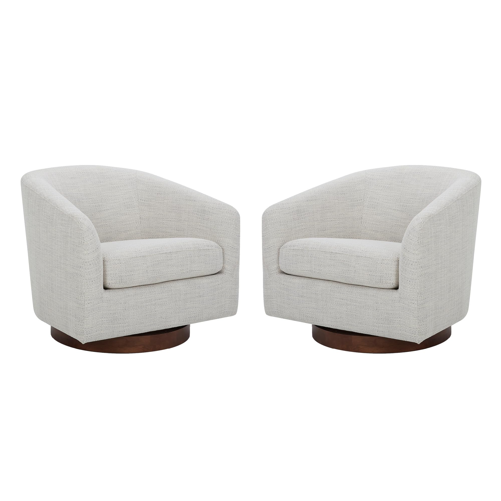 CHITA Swivel Accent Chair, FSC Certified Upholstered Fabric Barrel Chair for Living Room Set of 2, Fully Assembled, Ivory