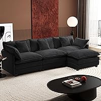 Vista 53 de Ihanherry Sofá Modular en Forma de U de 146" Moderno, Conjunto de Sillonetas en Nube con 2 Otomanos, Sofá de Chenilla de 6 Asientos con Asiento Café