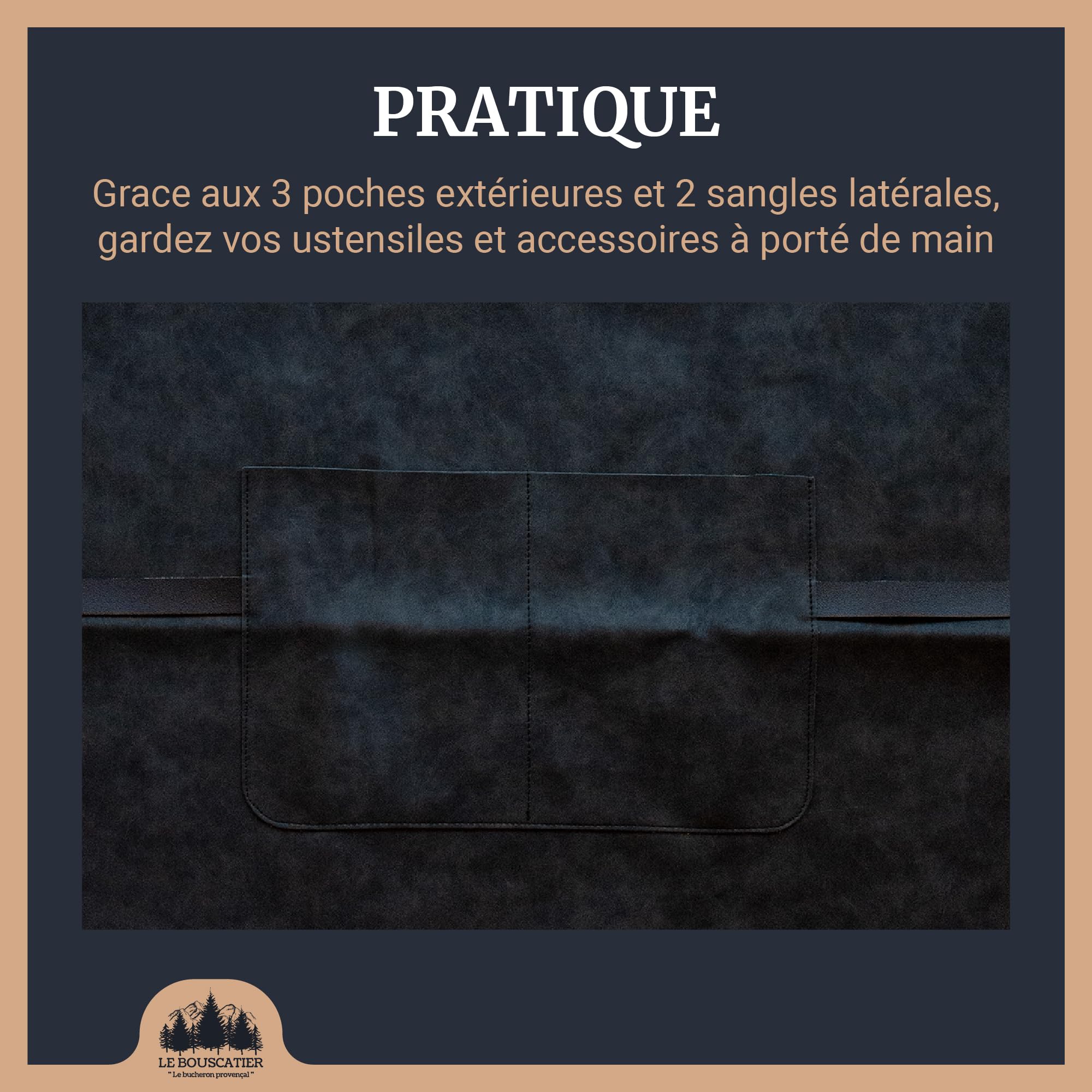 Le Bouscatier - Delantal de cocina de piel para barbacoa, plancha, brasero, parrilla ajustable, resistente y ligero, ideal para cocina exterior e interior, protección de torso y muslos