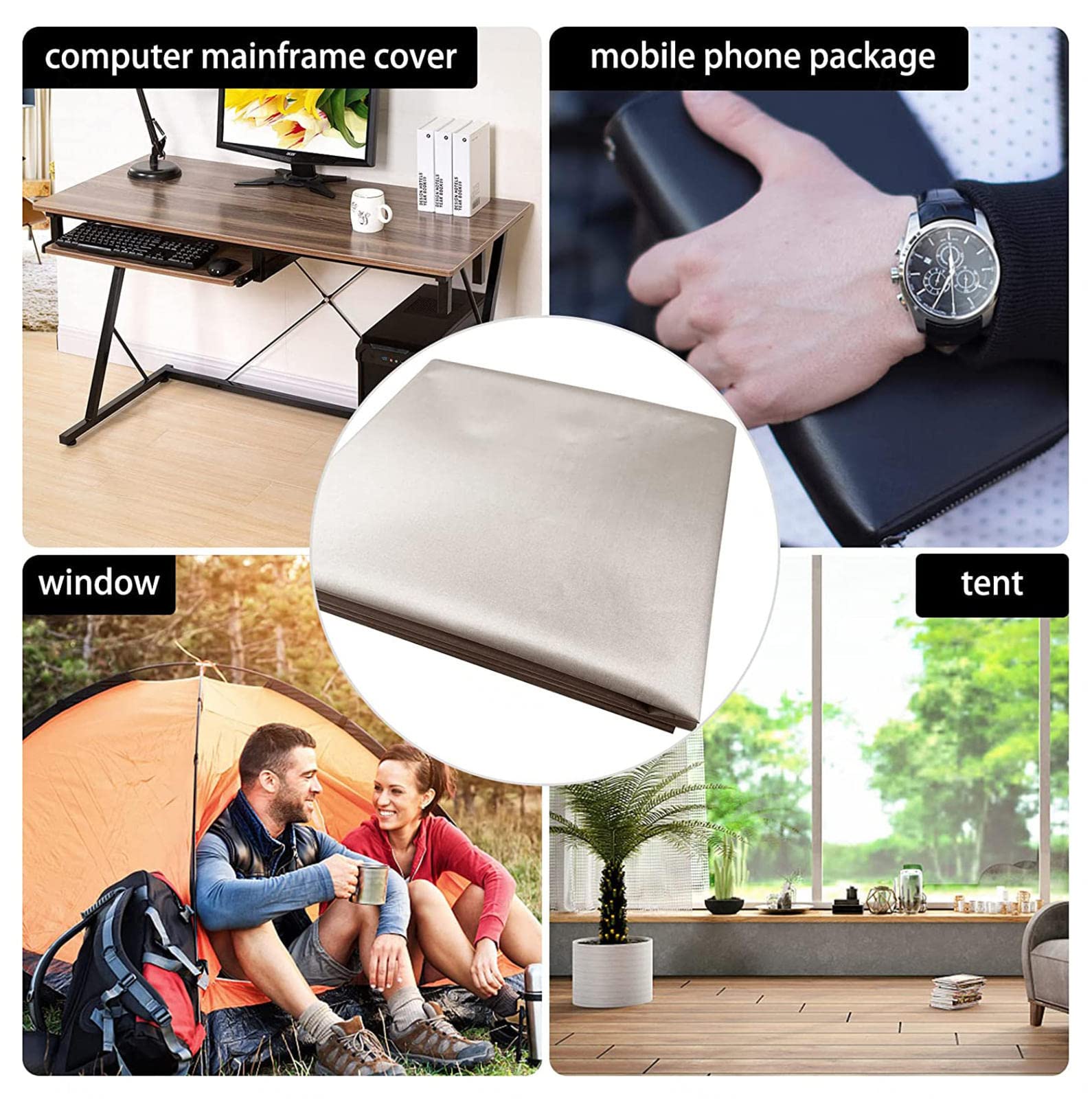 EMF-Schutzgewebe-Faraday-Gewebe-RFID-Abschirmungsmaterial-EMF-Blocker-Blockierung EMI-Abschirmung leitfähiges Material Schilde Signale (5G, WiFi, Zell, Blau-zu-to-th), Silber-9m