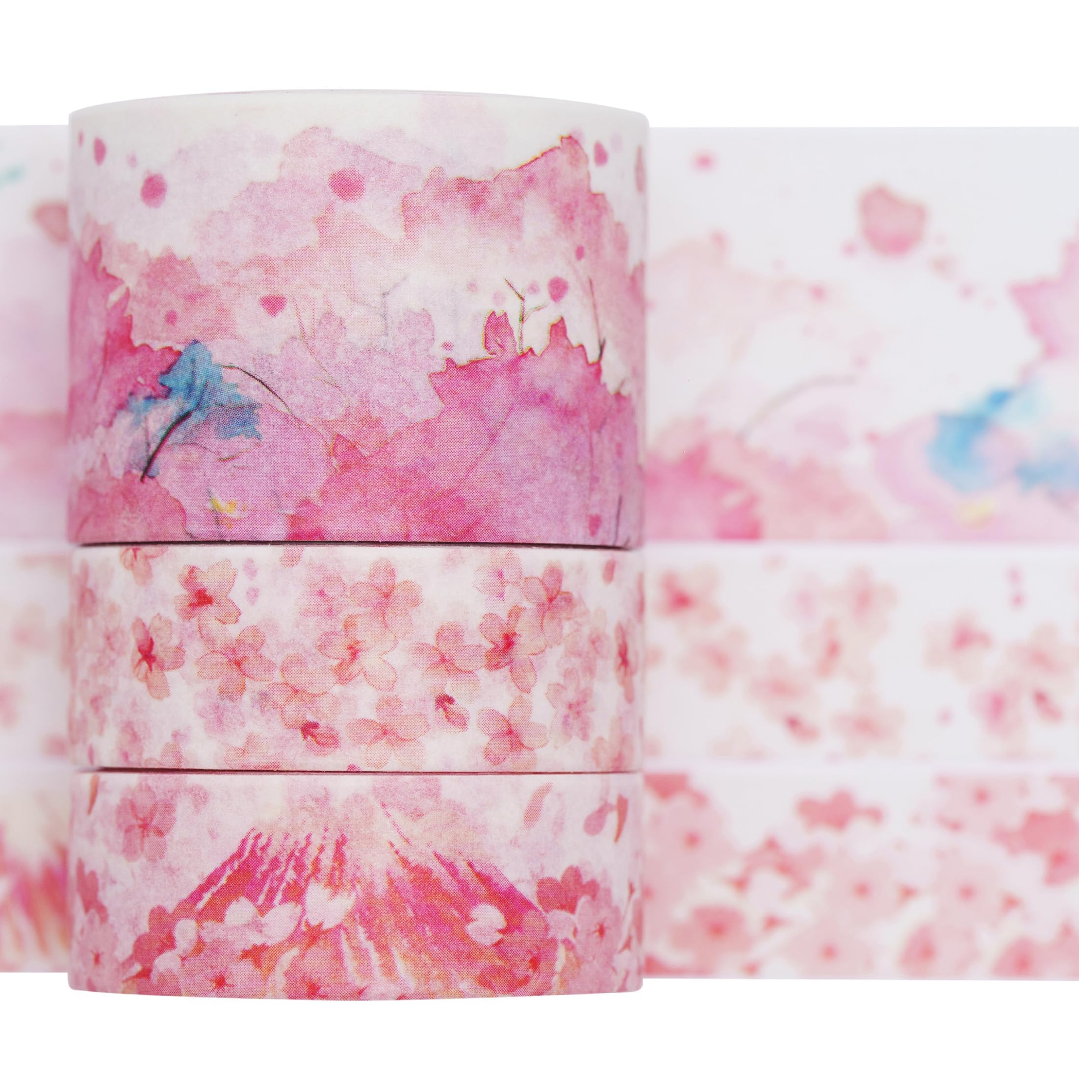 KAVI' S Cute Printed Washi Tape 3 Rolls Japanese-Style Masking Tape Set Decorative for Arts, DIY Crafts, Journal Supplies, Planners, Scrapbook, Card/Gift Wrapping (Cherry Blossoms (Wide)