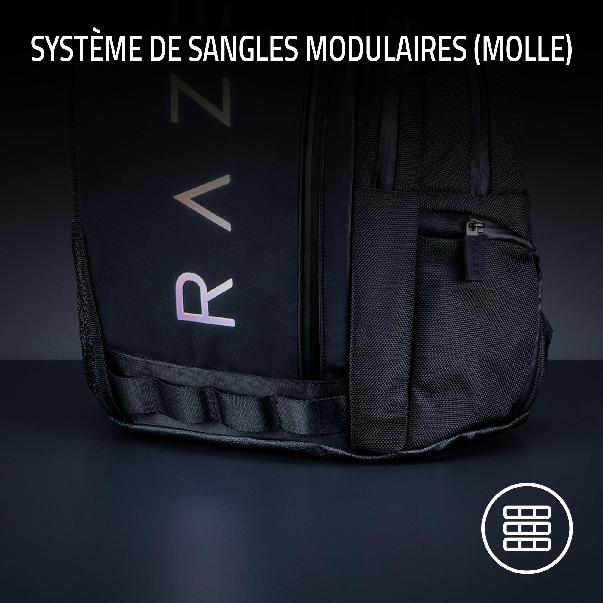 Razer Rogue V3 Backpack (15.6") - Sac à Dos de Voyage Compact (Compartiment pour Ordinateur Portable jusqu'à 15 Pouces, résistant à l'usure, Housse extérieure en Polyester) Noir/Chroma
