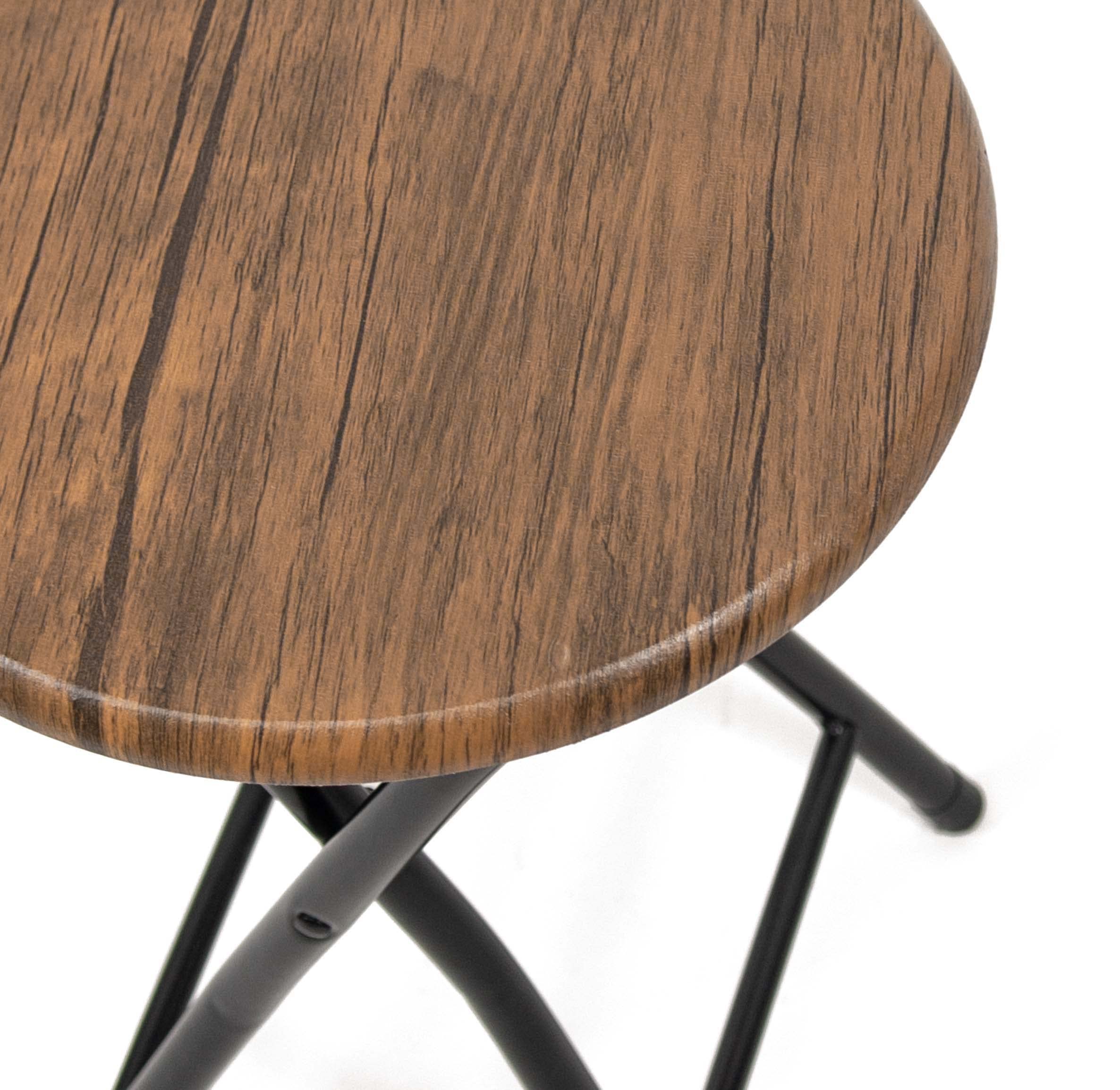 THE SECRET HOME - Pack de 2 Taburetes Plegables de Madera - 30x45cm - Estructura Metálica - Ideal para Cocina, Terraza o Jardín (Madera Oscura - Pack de 2)