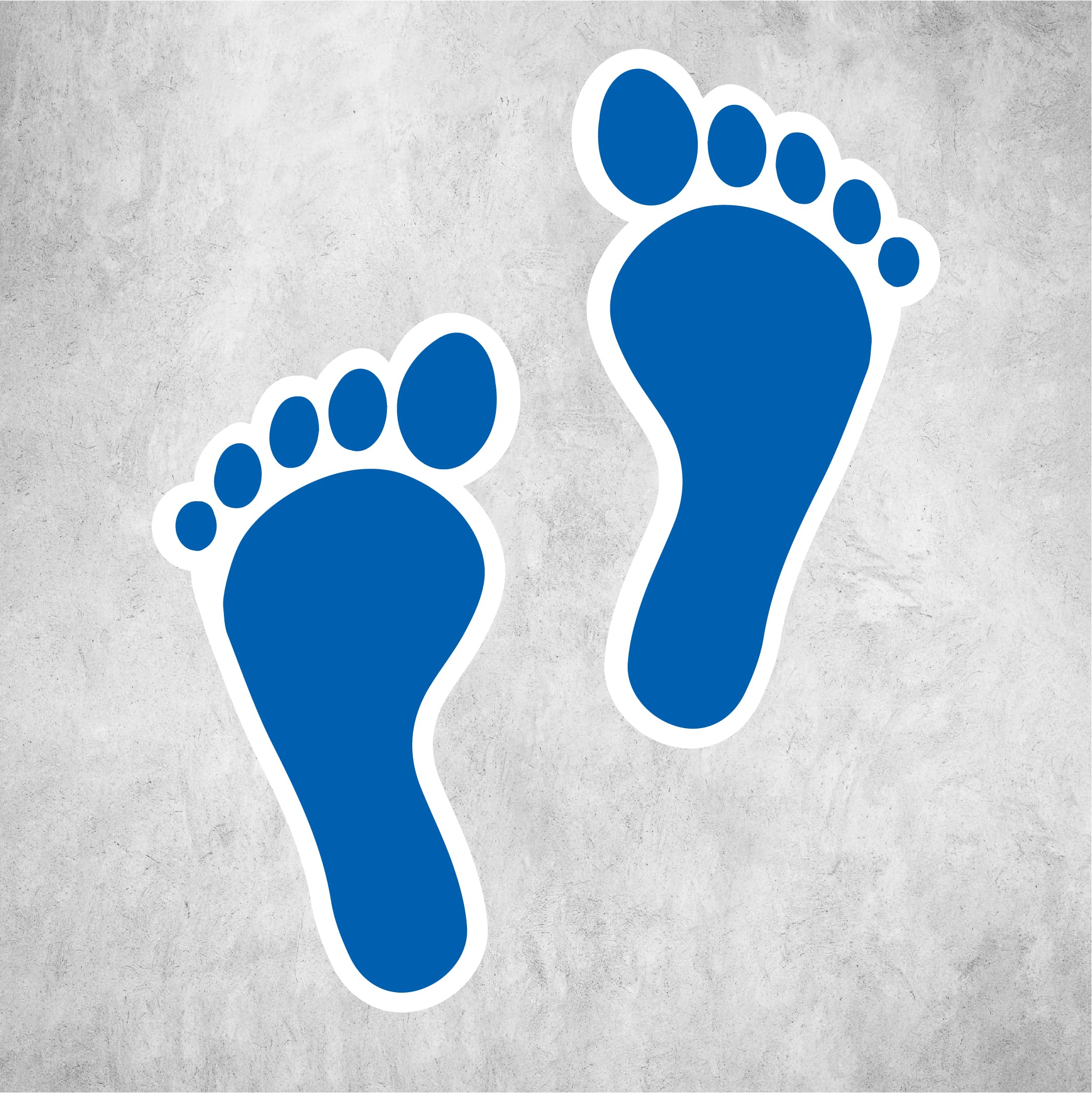 250mm x 130mm (10 pairs) BLUE Footprint floor markers stickers with TUFF R10 ANTI SLIP RATED COVERING -