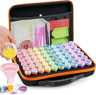 Diamond Painting Storage Containers, 60 Slots Accessories Shockproof Jars and Tools for Jewelry Beads Glitter Rhinestones,Diamond Art,940058