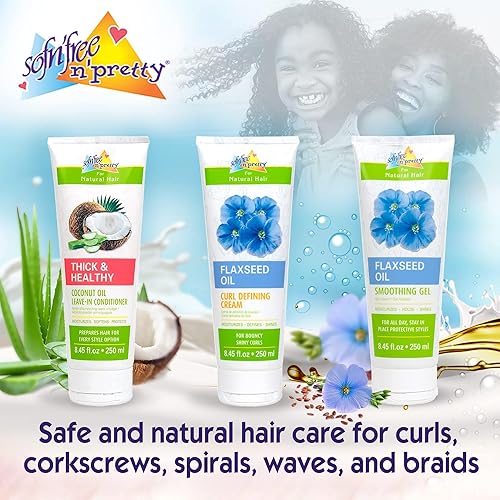 Miniatura 6 de Sofn'Free n'Pretty para cabello natural, definición de rizos de aceite de linaza, segura para niños, crema rizadora para cabello rizado, hidrata,