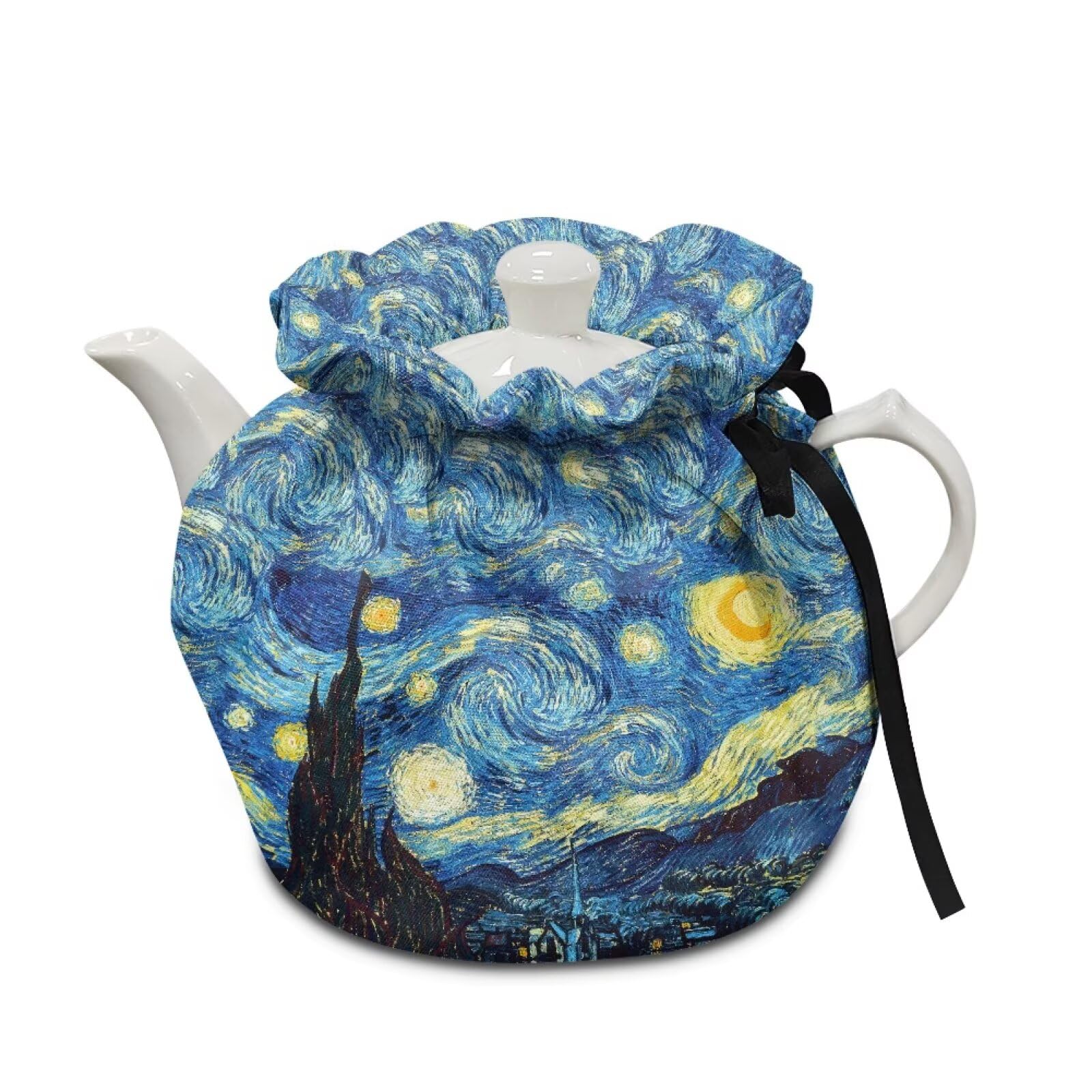 Teapots Dust Cover Insulated Starry Night Print Tea Cozy for Teapot Tea Kettle Cover Breakfast Insulation Lid Warmer Tea Cosy Kitchen Coffee Table Decorative Accessories