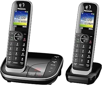 PanasonicKX-TGJ322EB Twin Handset Cordless Home Phone with Nuisance Call Blocker and LCD Colour Display - Black