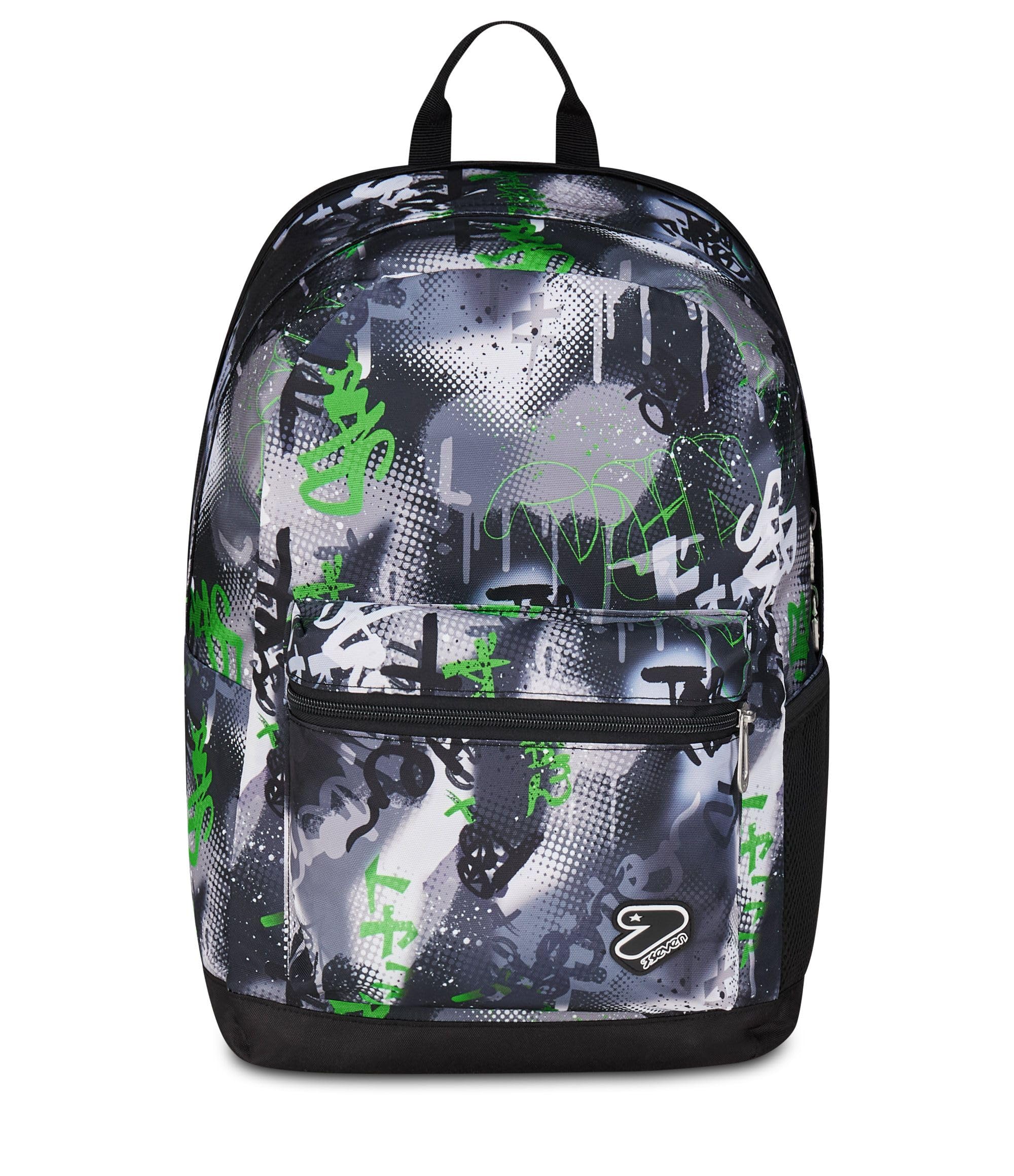 Seven Zaino Scuola Reversibile, Grigio e Verde, Zaino Doppio Scomparto Con Auricolari Wireless, Tasca Porta PC e Tasca Porta Borraccia, Scuola Media e Superiore, Ragazzo