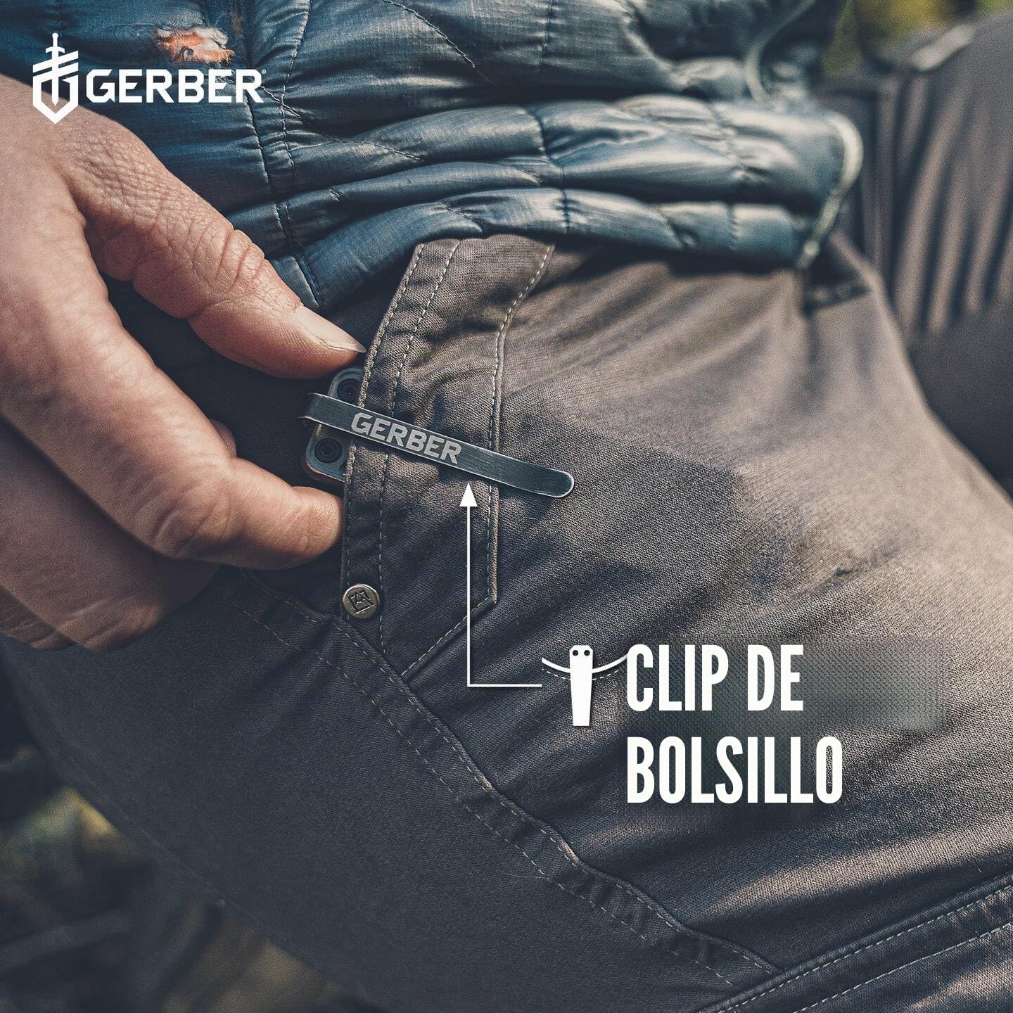 Gerber Herramienta multifunción con 10 funciones, Cuchillo de hoja lisa, LockDown Pry, Aluminio/5Cr15MoV, Gris, 31-003706