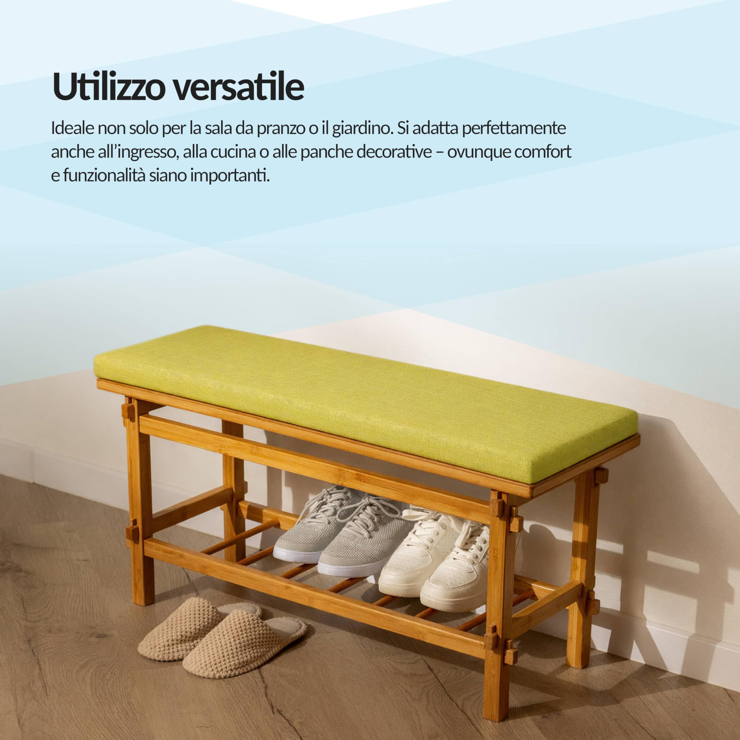 POKAR Cuscino per Panca 110x50 cm | Sfoderabile con Lacci Antiscivolo | Seduta per Panchina, Panca da Giardino, Dondolo, Sedia | Interno ed Esterno | OEKO-TEX | Prodotto nell'UE | Marrone