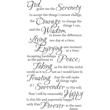 Amazon Com Serenity Prayer Full Prayer Religious Faith Vinyl Wall Decal 19 W X 36 H Black Home Kitchen