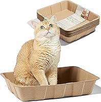 Vealind Leakproof Disposable Litter Boxes for Cats & Small Animals - Cardboard Trays, Travel Liners, 5 Pack (16.3x13.8x3.15")
