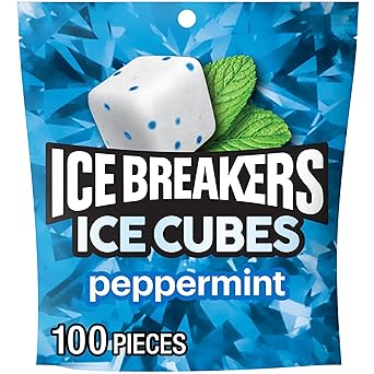 ICE BREAKERS Ice Cubes Peppermint Sugar Free Chewing Gum Pouch, 8.11 oz (100 Pieces)