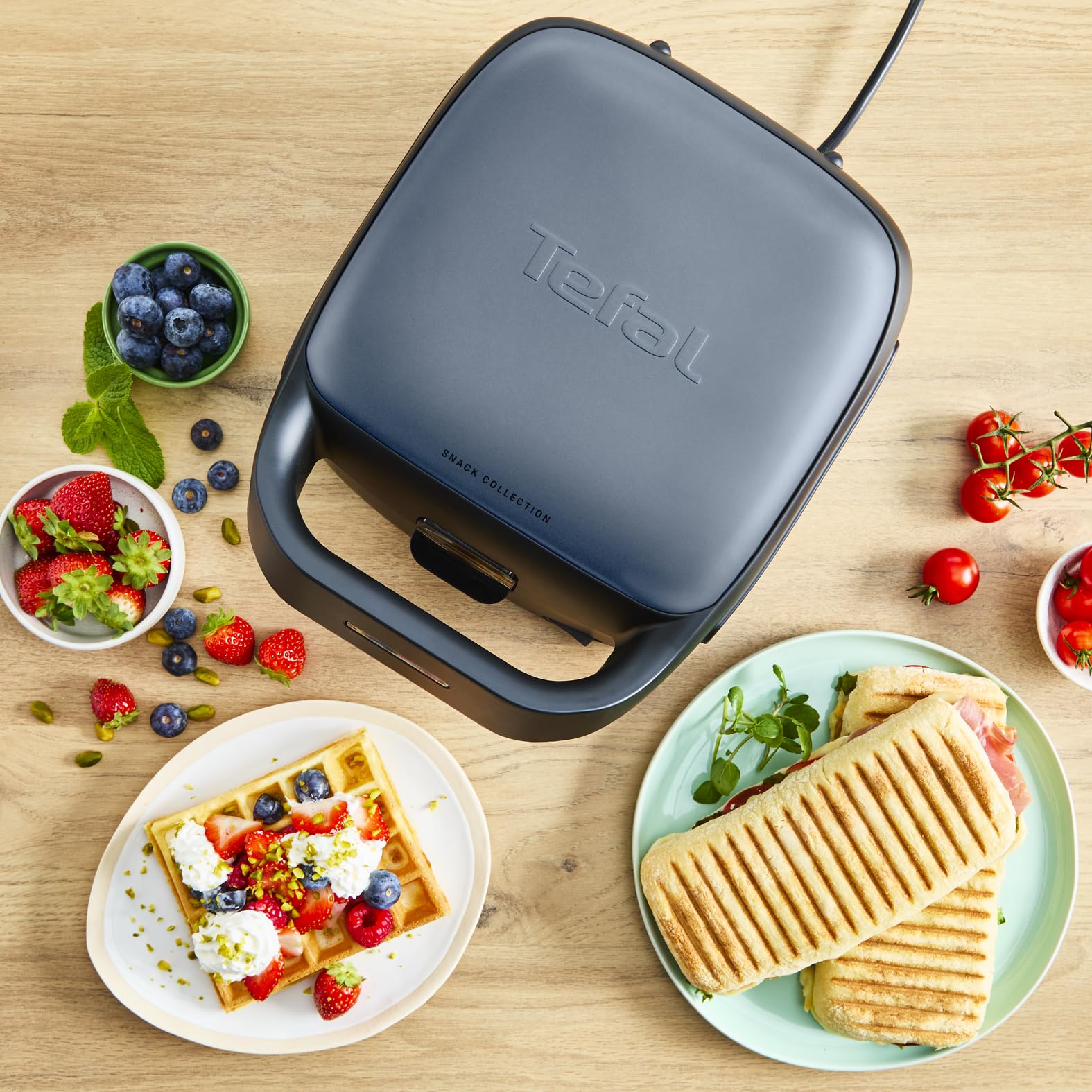 Tefal Snack Collection, Aparato de gofres y croque-monsieur, 20juegos de platos disponibles, Recetas dulces y saladas, SW8674F0