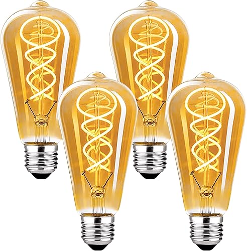 Bombillas LED, bombillas Edison regulables 4 W, equivalente a 40 W, ST58, vintage, Edison LED, blanco cálido, filamento antiguo, vidrio ámbar,