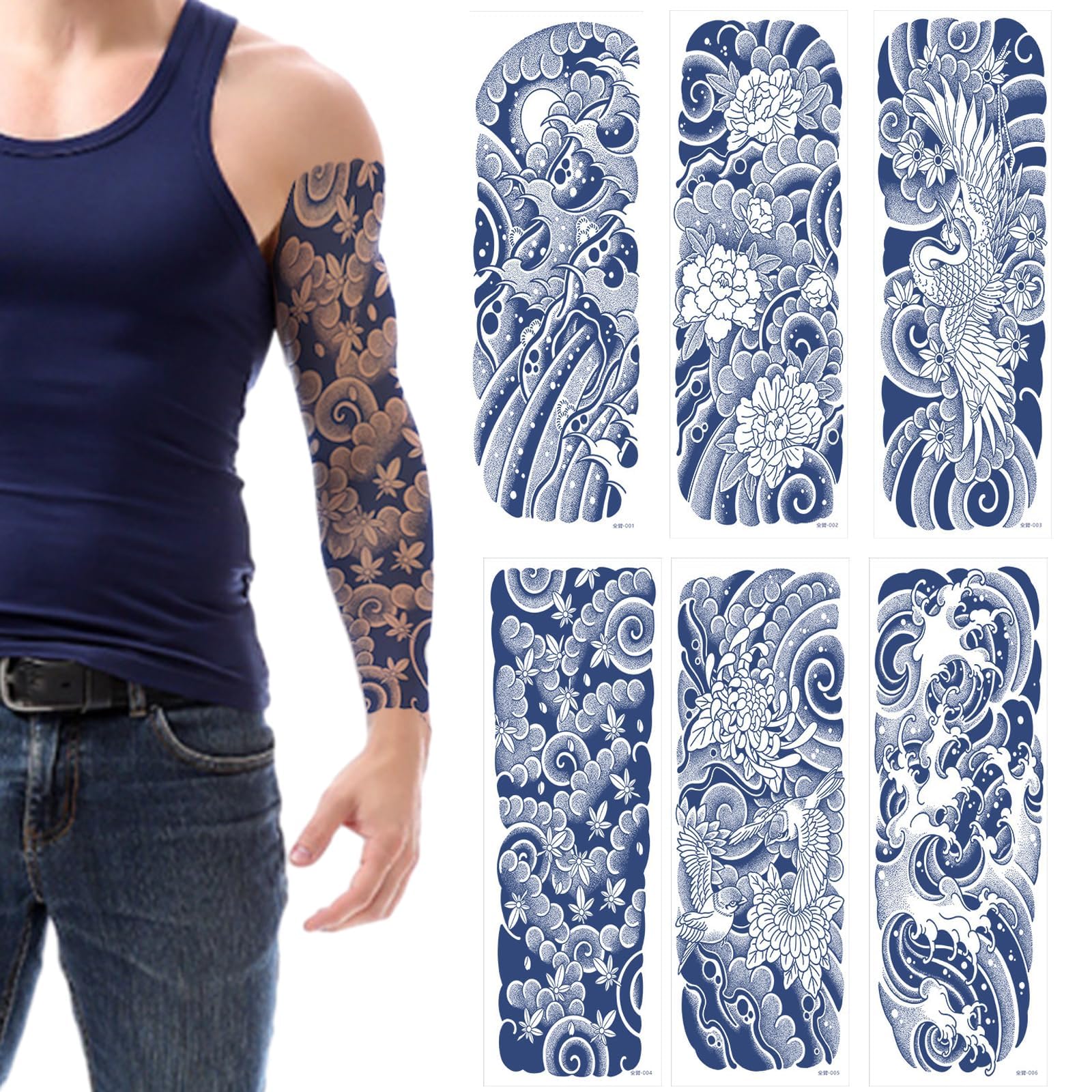 Amazon.co.jp: 腕用防水タトゥーシール、6/12枚 腕用タトゥーシール  