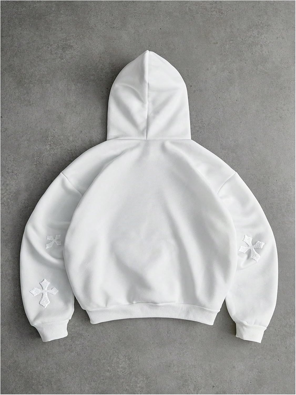 Verdusa Men's Y2k Cross Embroidery Hoodie Sweatshirts Trendy Fall Pullover Tops with Pockets - Image 3