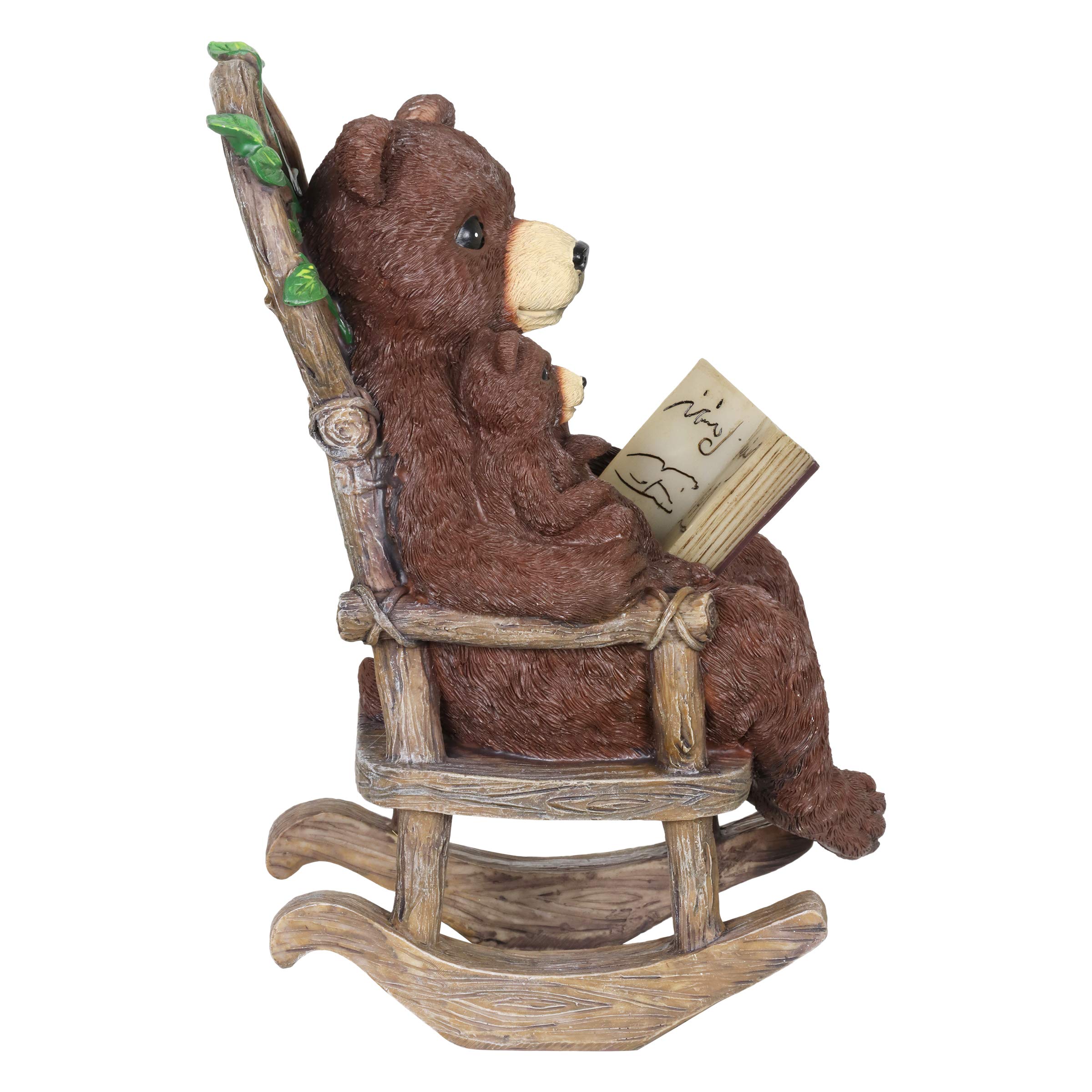 Exhart Solar Bears Reading a Book Garden Statue HandPainted Resin