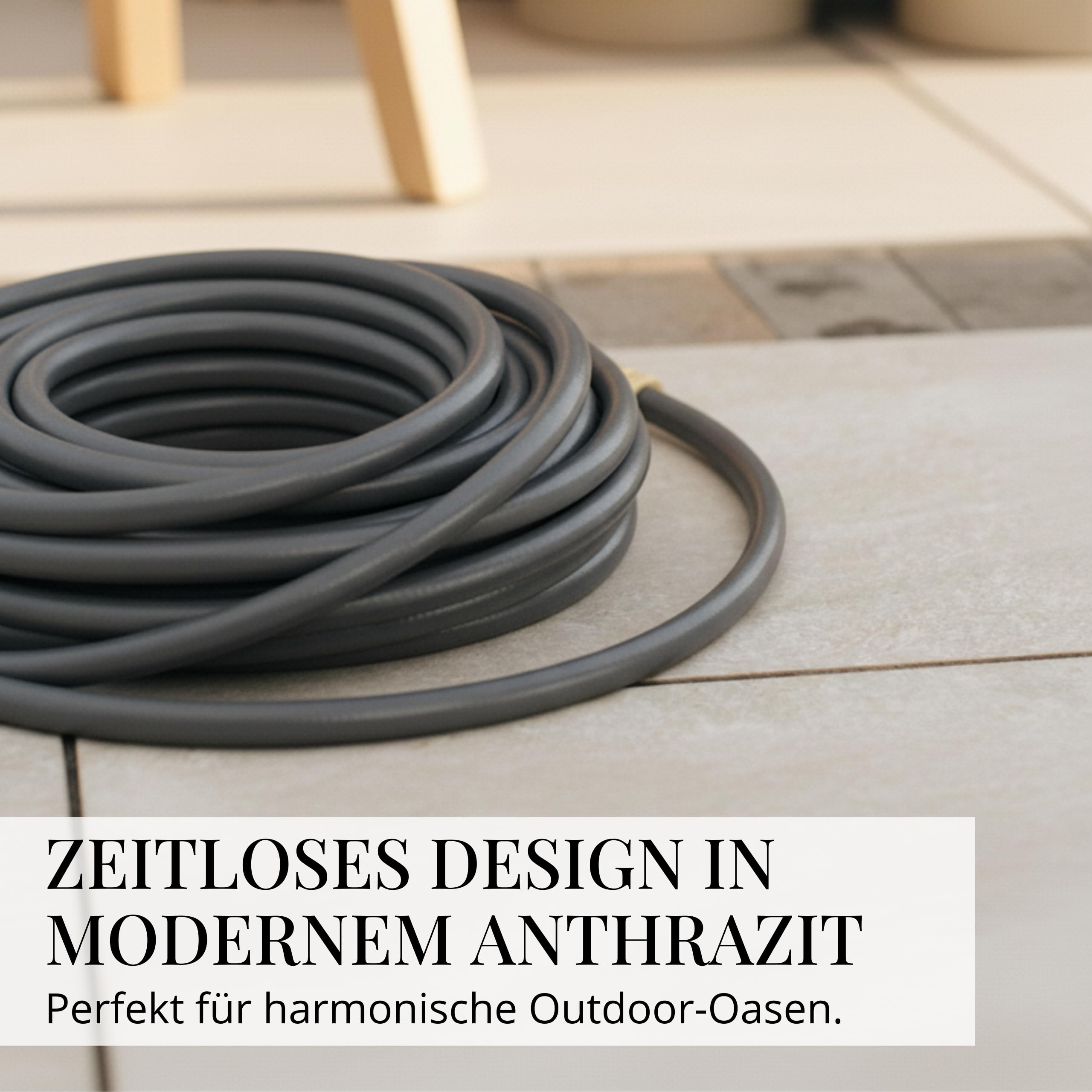 LIVLIG Gartenschlauch 30m, flexibler Premium Wasserschlauch aus 60 Prozent Recyclingmaterial, UV beständig, knickfest, Design Gartenschlauch 1/2 Zoll in Anthrazit