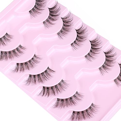 Miniatura 7 de wiwoseo Pestañas de media pestañas de aspecto narural, pestañas de ojo de gato con pegamento, banda transparente, medias pestañas naturales que