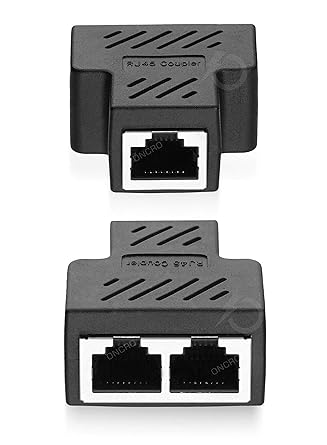 ONCRO Pack of 2 Lan Rj45 splitter 1 to 2, Lan Splitter Adapter, ethernet splitter 1 to 2 Connector Lan jointer, network joiner for Cat5, Cat5e, Cat6, Cat7 cable (Note : use both simultaneously)