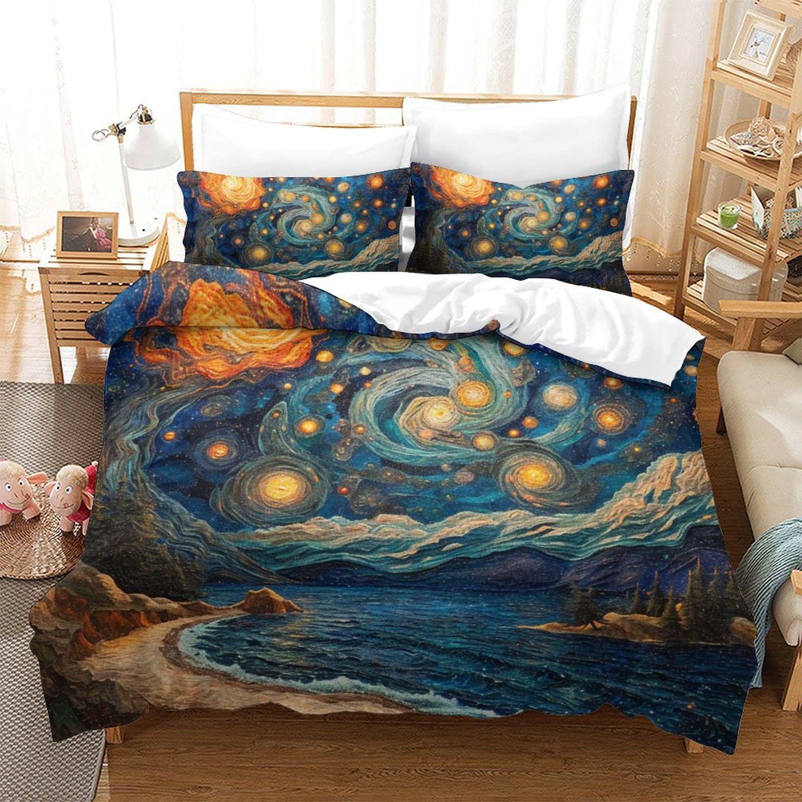 Housse de couette de caractère Ciel Nocturne parure de lit microfibre King