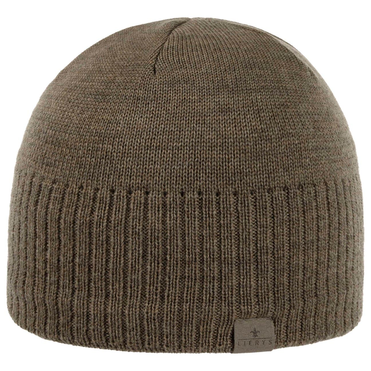 Lierys KNITH Beanie Fine Rip Merino Beanie Fleece Lined Autumn Winter Men Brown One Size