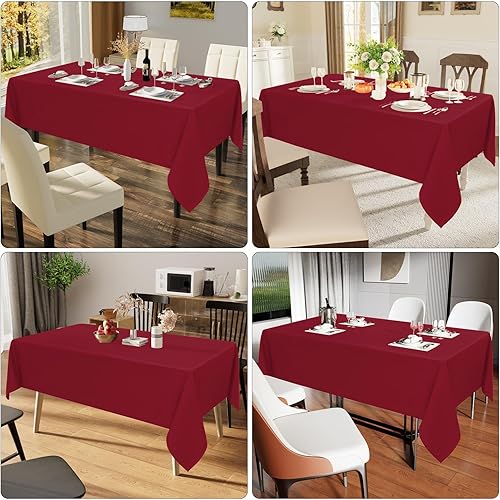 Miniatura 6 de smiry Mantel rectangular de poliéster impermeable y resistente a las manchas, mantel decorativo de tela lavable para comedor, bufé y fiestas de