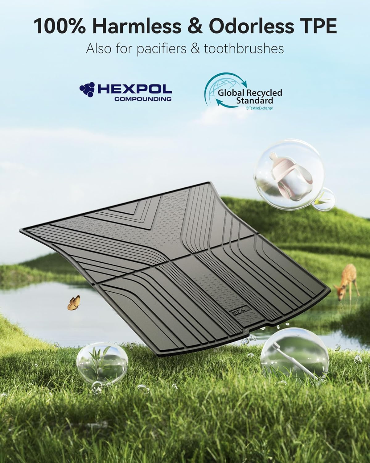 3W 2025 2026 Tesla Model Y Juniper Cargo Mat with Front & Rear Trunk Mats Cargo Liners Anti-Slip TPE All Weather Accessories Vigormold™ - Image 7