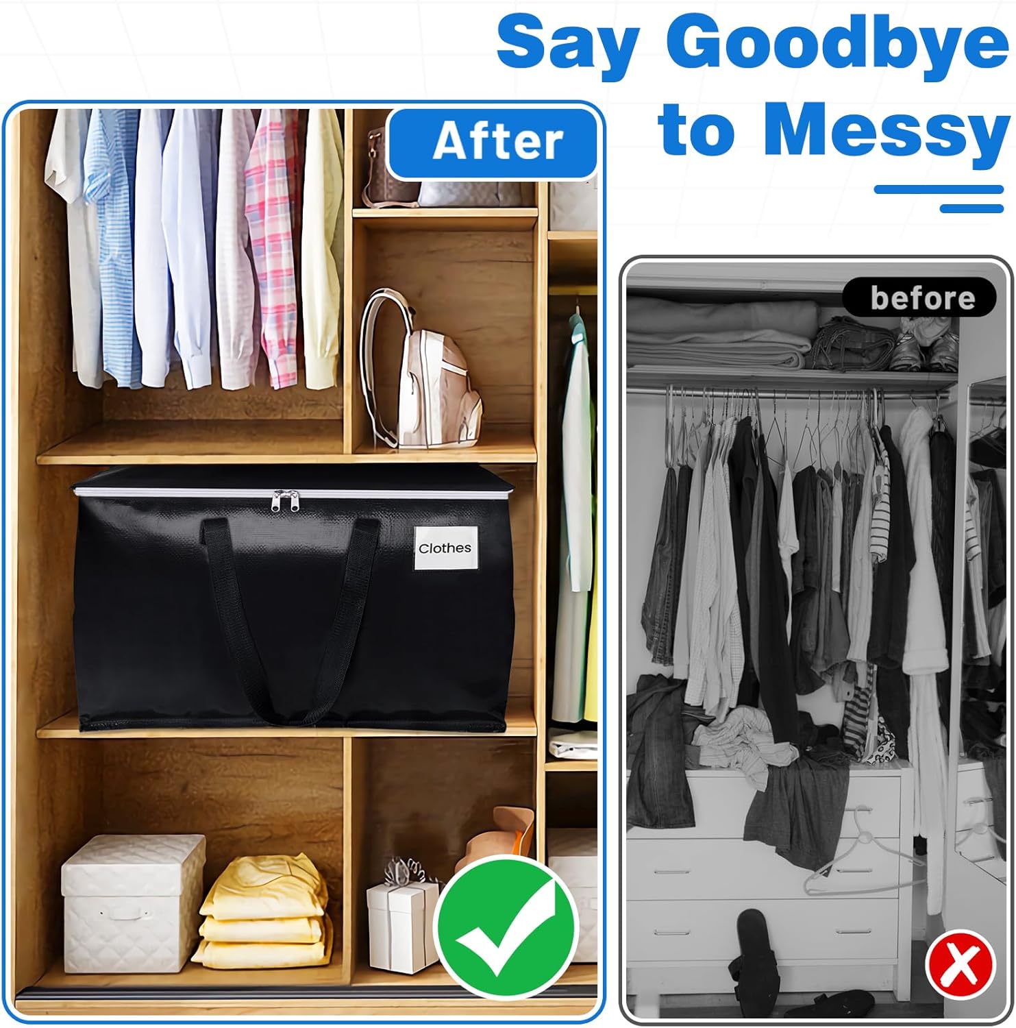 StorageRight Large Moving Bags Heavy Duty Storage Totes for Storage,Packing & Moving Collapsible Moving Supplies with Large Capacity, Reinforced Zippers and Handles, 100L, 8 Packs