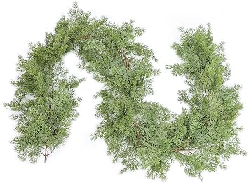 DearHouse 6.1ft Pine Christmas Garland 148 Leaves Winter Artificial Green Garland Holiday Season Mantelpiece Fireplace Table Runner Centerpiece Christmas Decoration