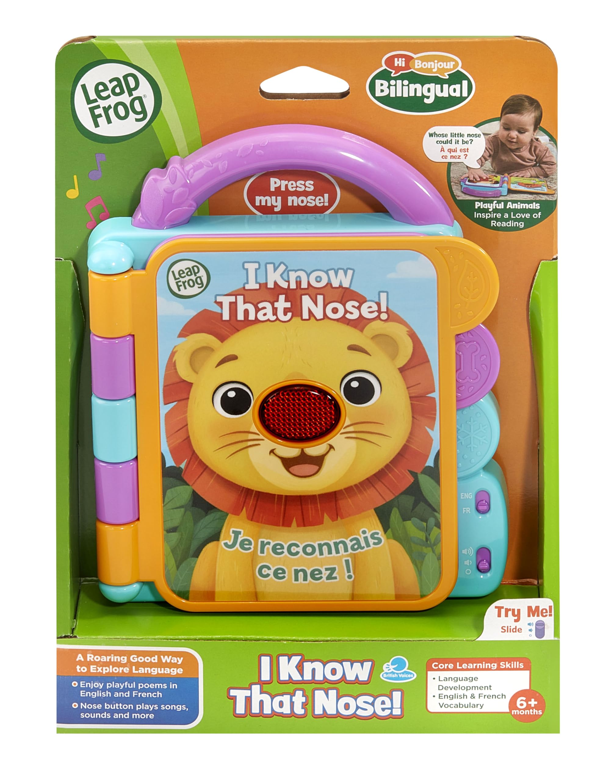 LeapFrog I Know That Nose!, Baby & Toddler Book, Light Up Nose Feature, Educational & Interactive Bilingual Playbook - Image 4