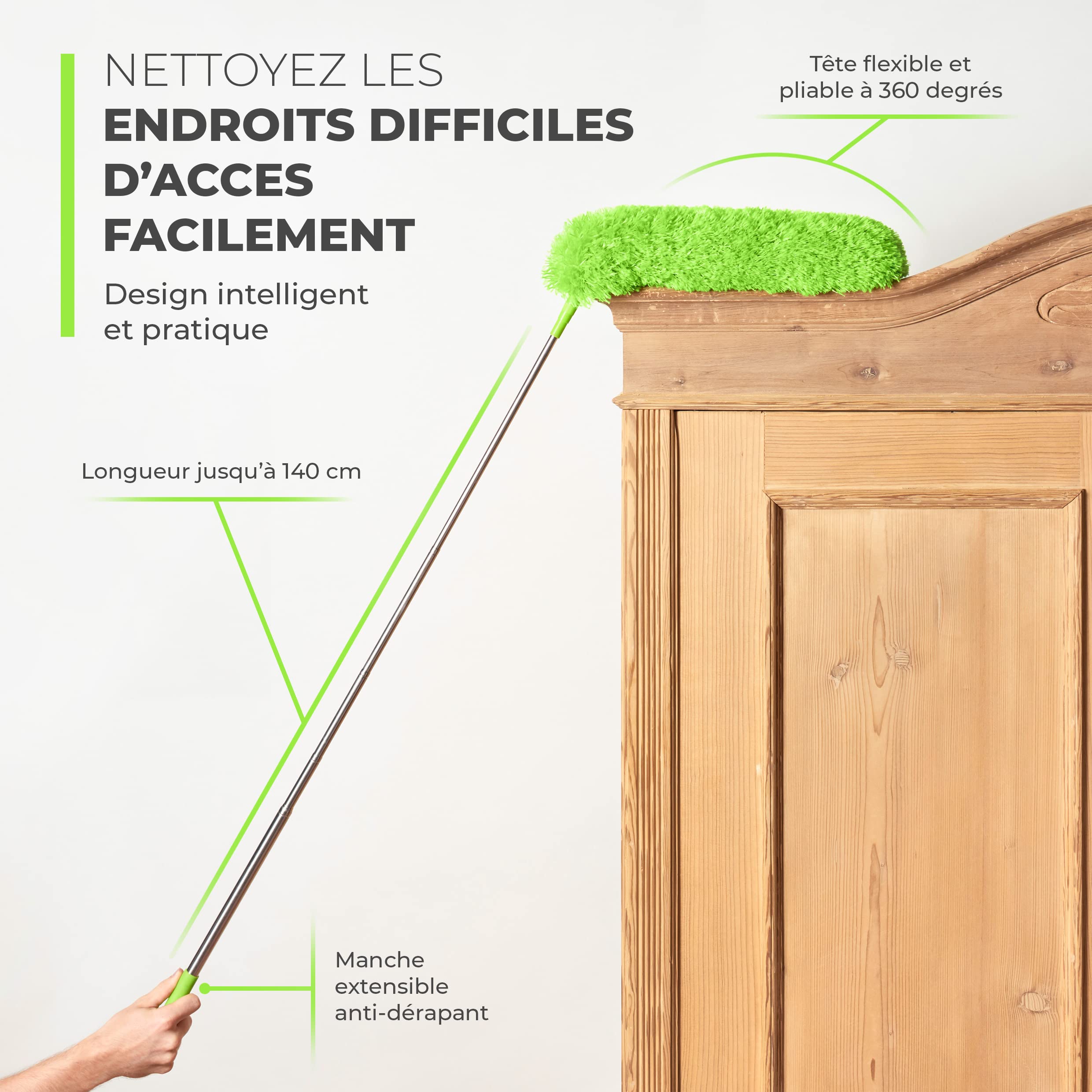 GÜTEWERK DUSTR Jeu de 2 têtes de Rechange pour Gütewerk dustr - Têtes de Remplacement pour plumeau à poussière - Uniquement pour Gütewerk dustr