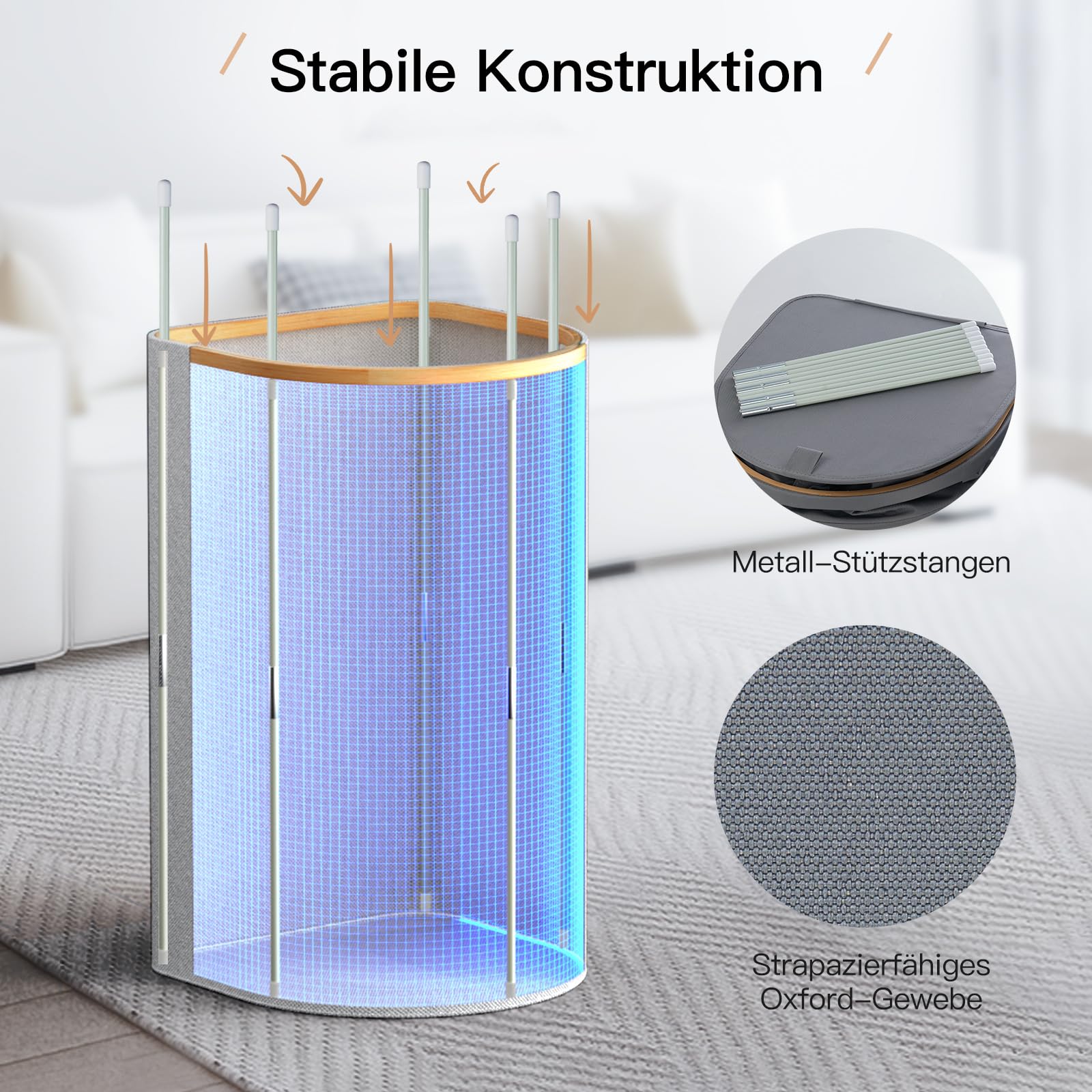 2er Pack Wäschekorb mit Deckel 140L Groß Kapazität - Wäschesammler mit 2 Fächer zum Sortieren der Schmutzwäsche, 4 Abnehmbar Innensäcke, Faltbare Laundry Baskets und Einfach zu Montieren