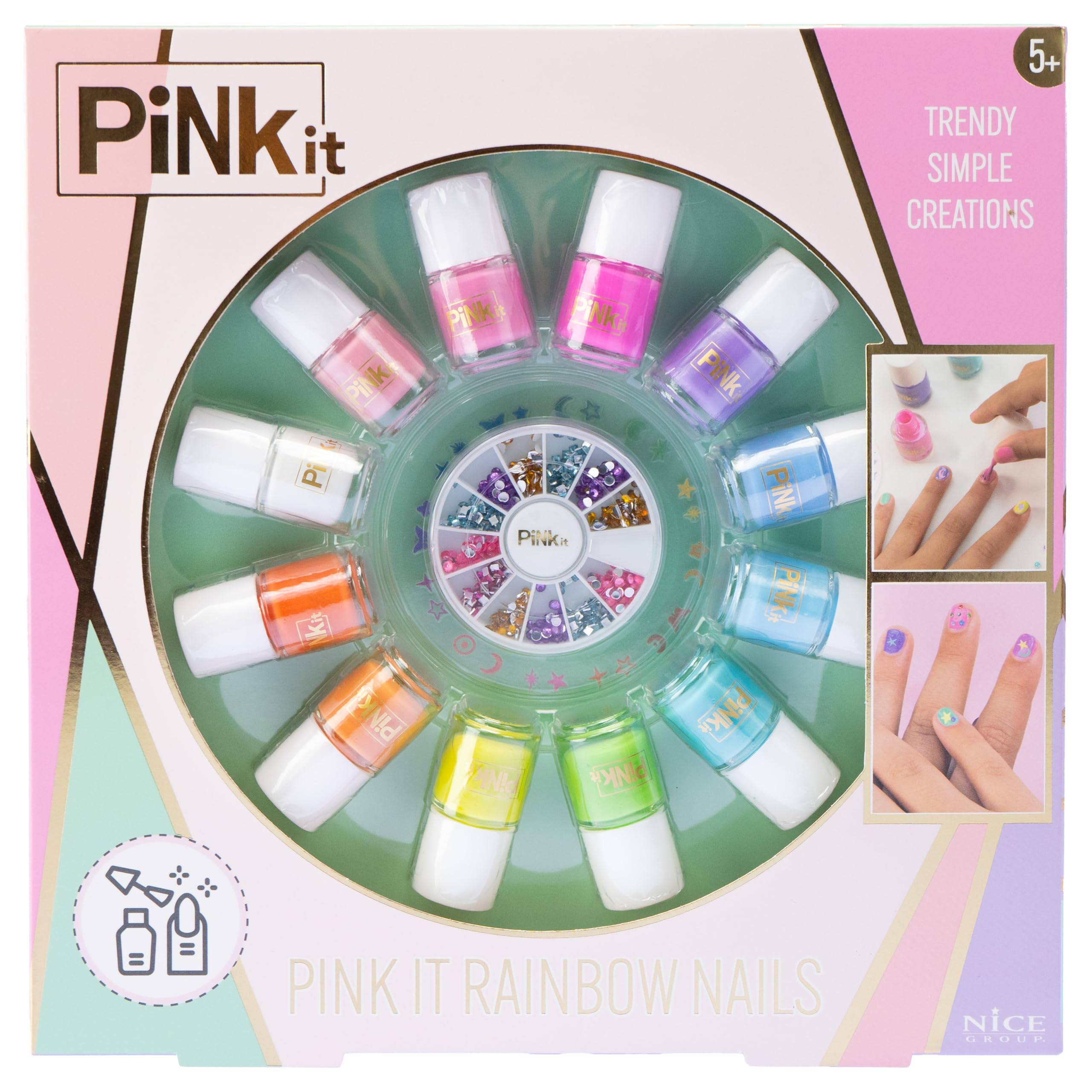 Nice Group Pink It Rainbow Nails, 1 zestaw do ozdabiania paznokci dla dzieci