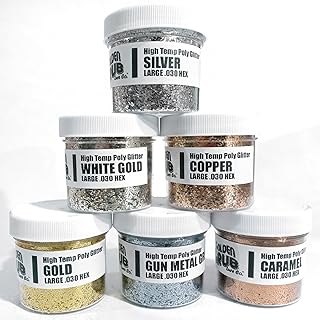 6 Pack of Large .030 Glitter Mixes for Soft Plastic Lure Making - Heat/Solvent Resistant - Metallic Option