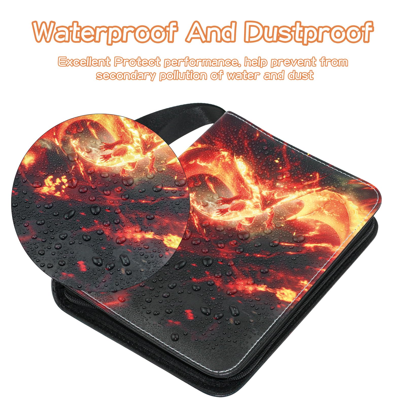 Trading Card Binder 4 Pocket, Collectible Trading Card Albums Fits 400 Cards with 50 Removable Sleeves,Waterproof Card Holder Album for TCG, MTG, Sports Cards(Dragon Mega Evolution, 400P)