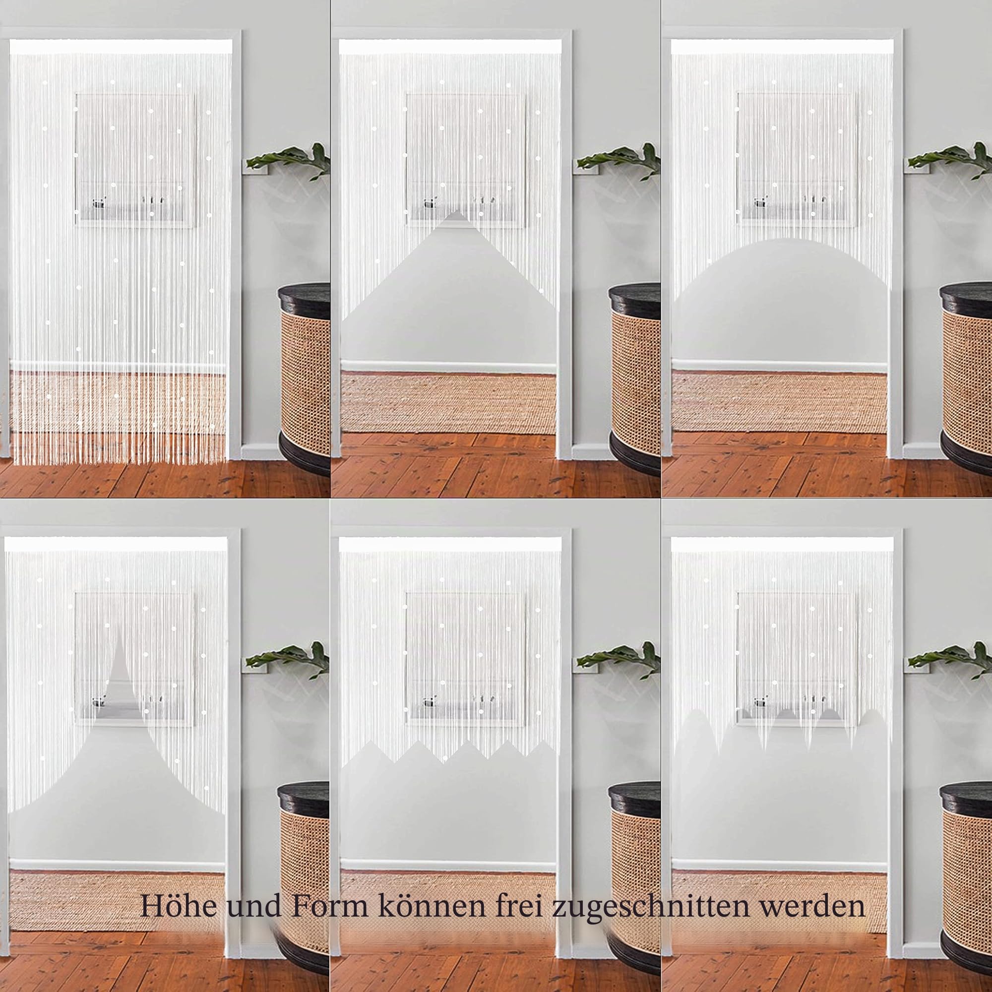 Taiyuhomes Perlenvorhang Für Türen Fliegenvorhang Insektenschutz Balkontür Türvorhang Fliegen Vorhang Terrasse Türvorhänge Terrassentür Fliegentürvorhang Dekorative Gardine Fadenvorhang 90x200cm Weiß