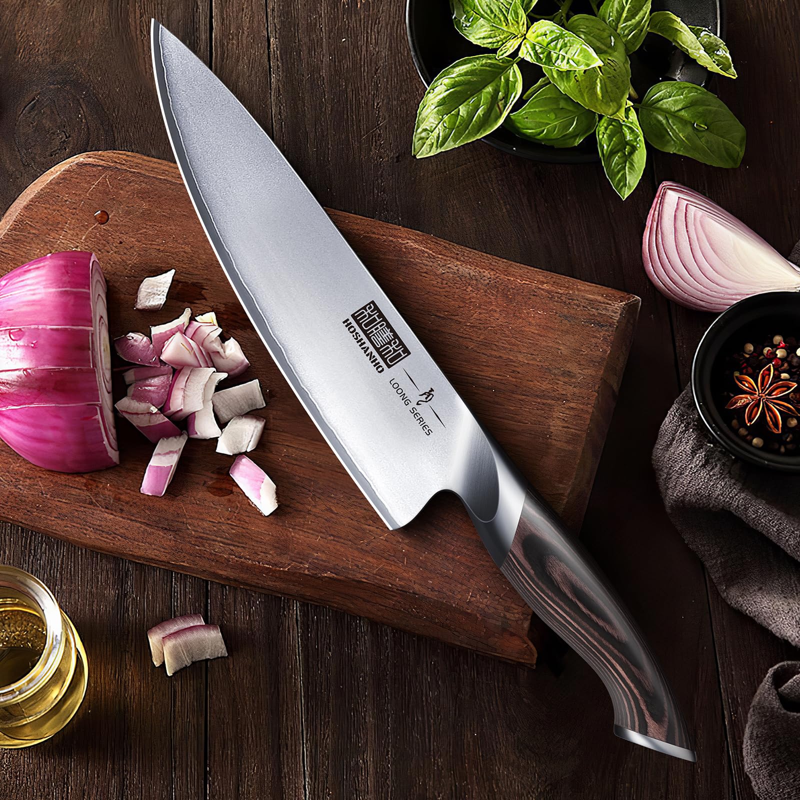 HOSHANHO Set di Coltelli da 5 Pezzi, Set Coltelli da Cucina Giapponesi in Acciaio Inossidabile ad Alto Tenore di Carbonio, Set di Coltelli da Chef Professionali Ultra Affilati