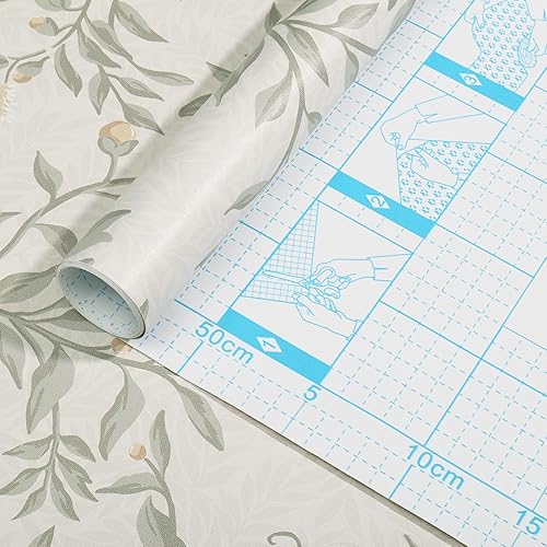 Miniatura 7 de Guvana Papel de contacto de hojas de 16.14 x 78.7 pulgadas, papel tapiz floral para despegar y pegar, papel tapiz con patrón de hojasfloresfrutas,