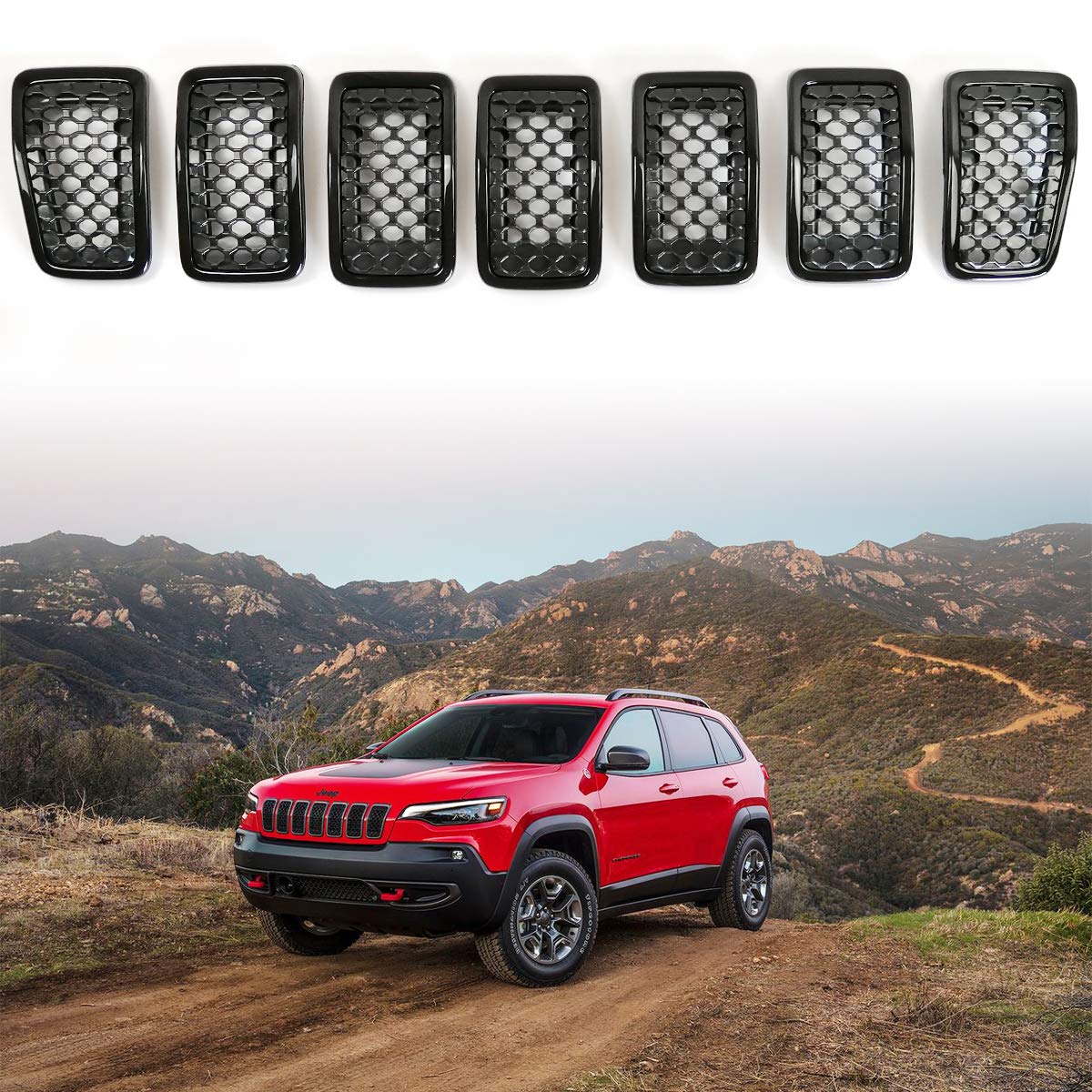 Buy 7PCs Front Grill Inserts Compatible with 20192022 Jeep Cherokee